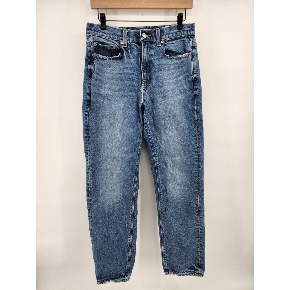 American Eagle Stretch Mom Jeans Medium Wash Distressed Size 6